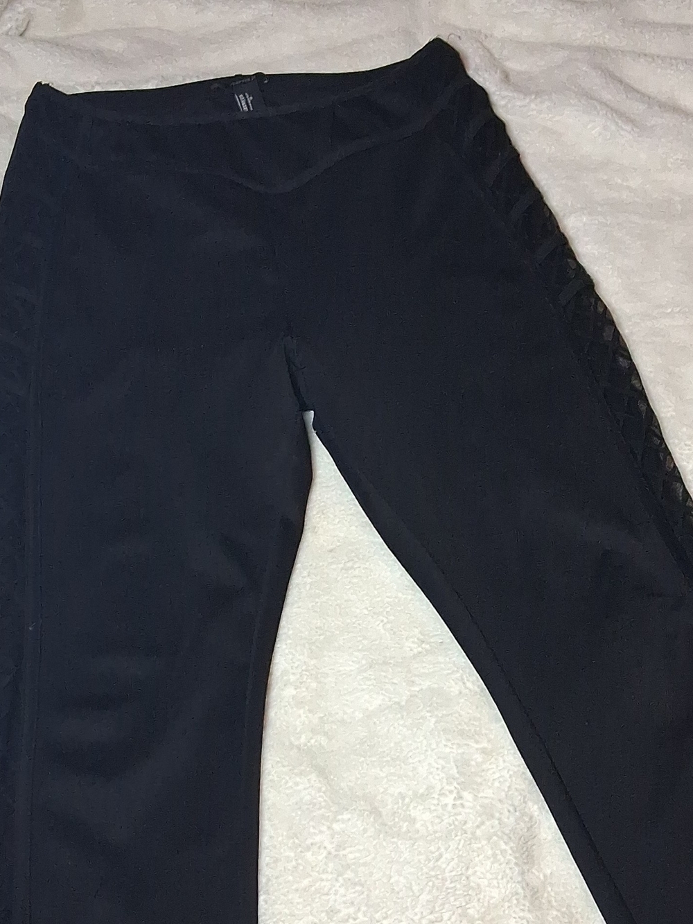 Forever 21 Kids Black Leggings with Side Lattice Trim